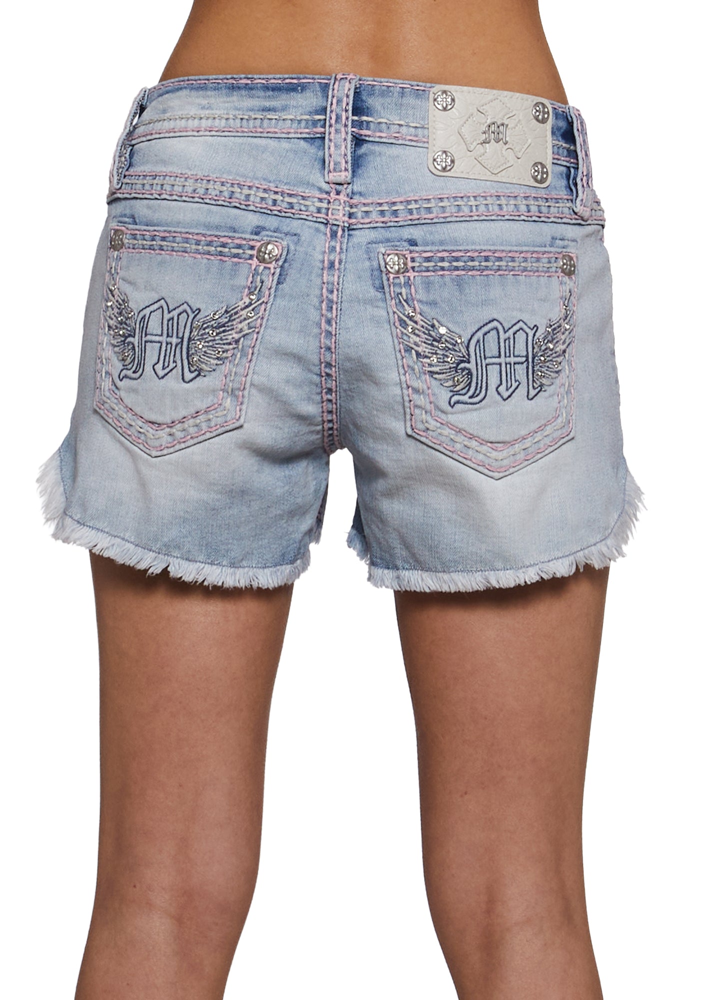 Apex Pink Stitched Denim Shorts