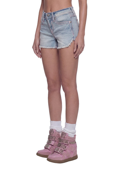 Apex Pink Stitched Denim Shorts