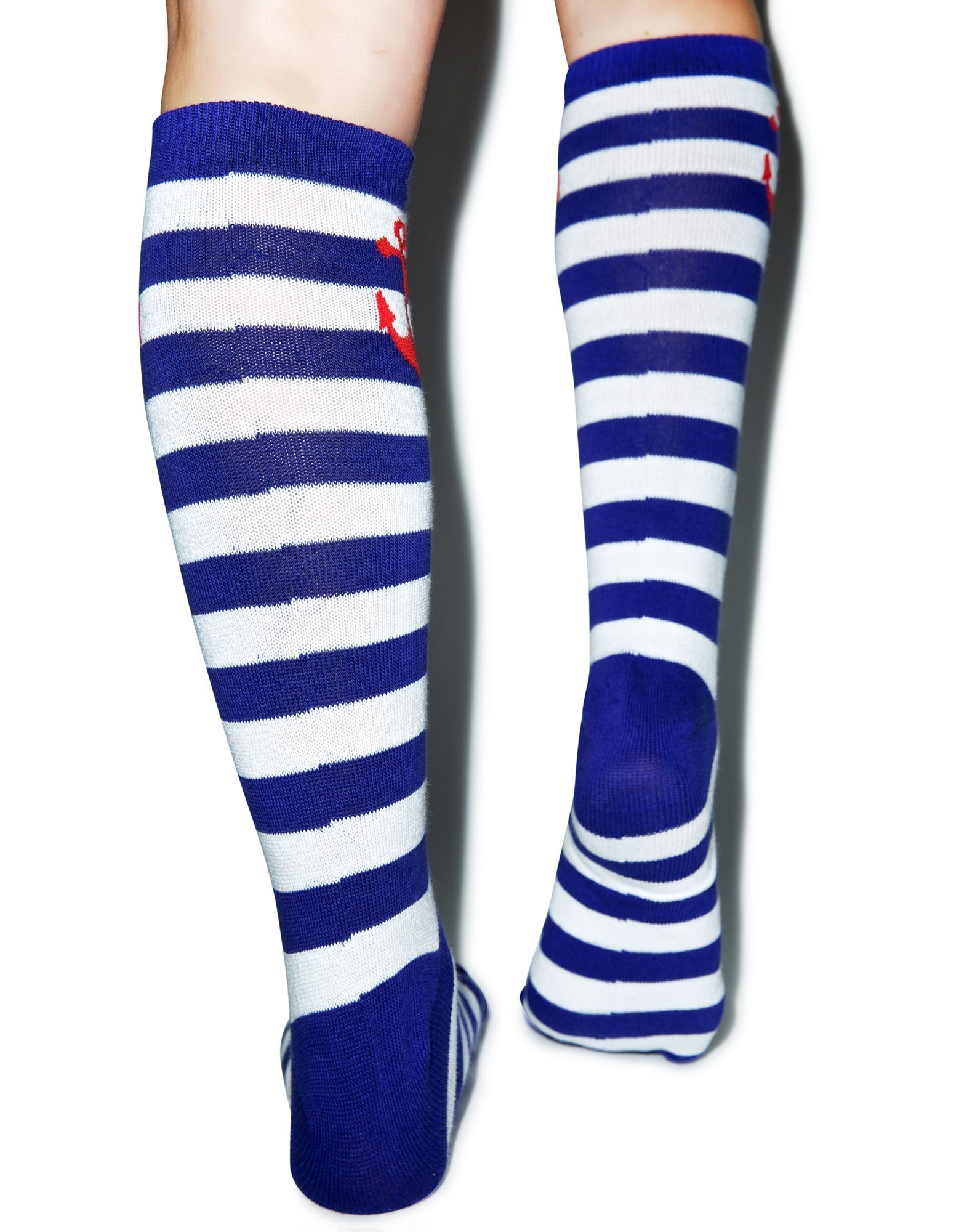 Anchor Stripe Socks - Light Blue