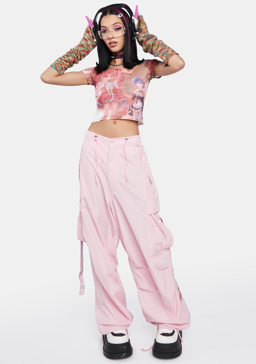 Anime Girls Mesh Cap Sleeve Top