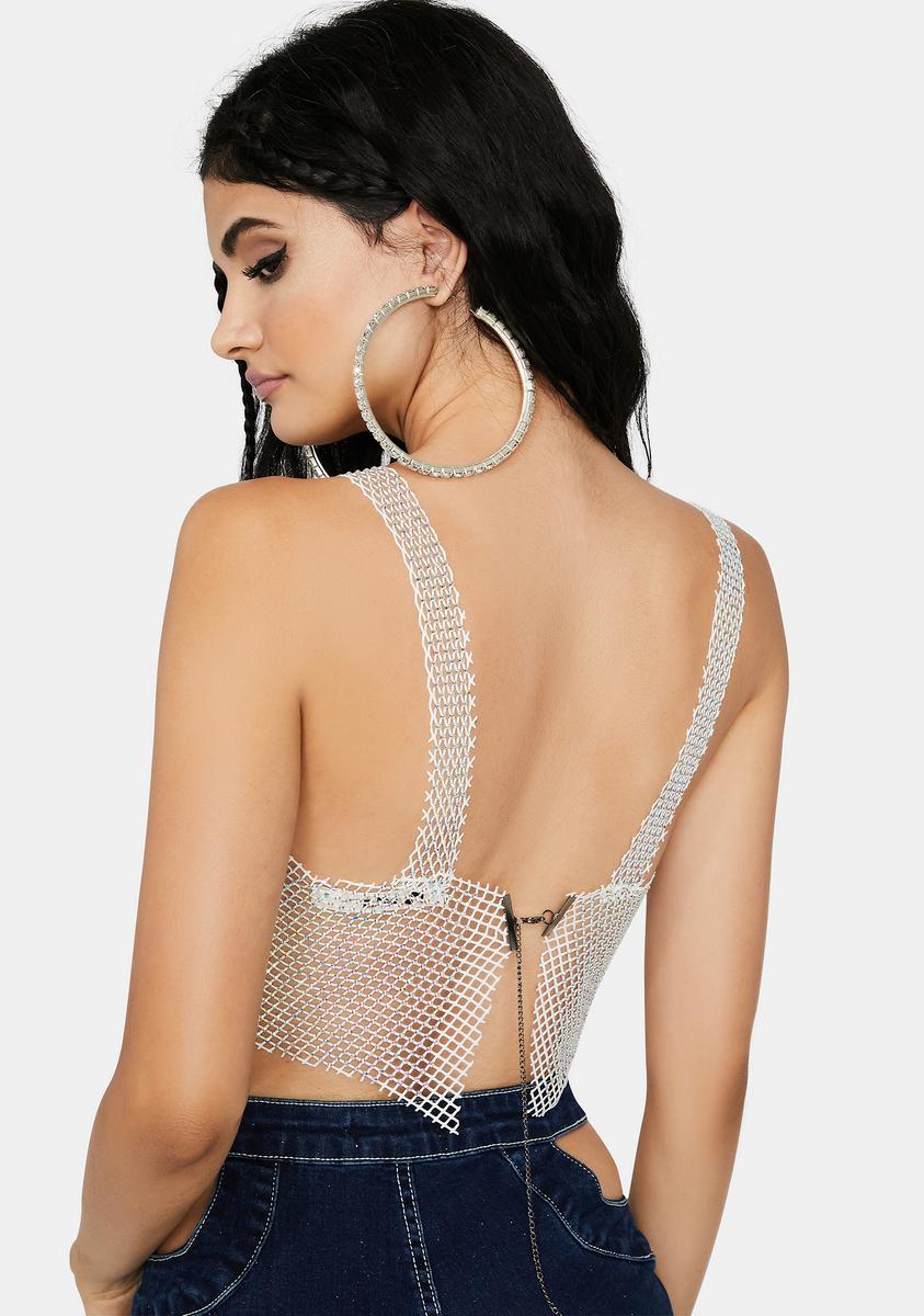 Angel All Bawdy Rhinestone Mesh Crop Top