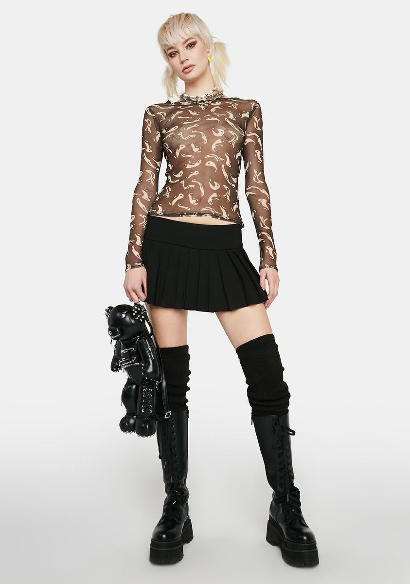 Amelia Long Sleeve Mesh Crop Top