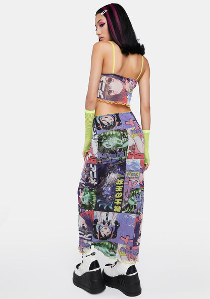 Anime Mesh Maxi Skirt