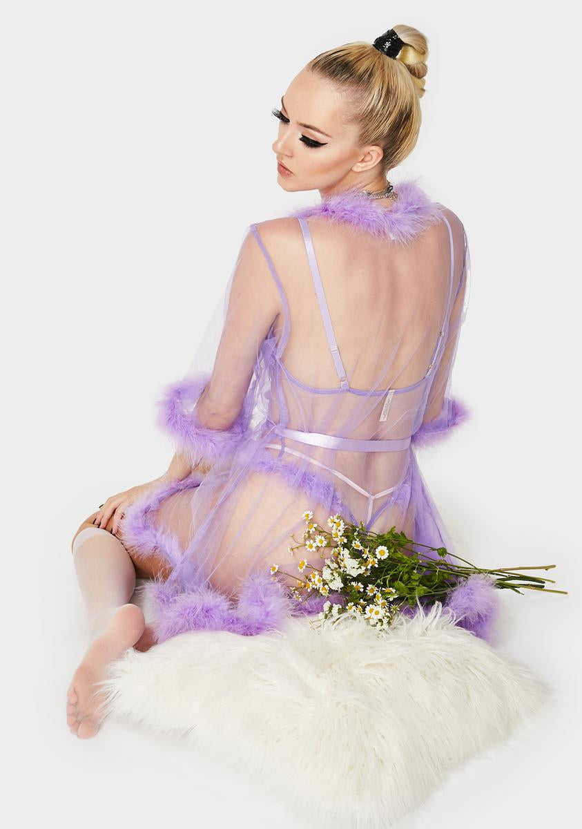 Amethyst Indiscreet Affair Marabou Robe