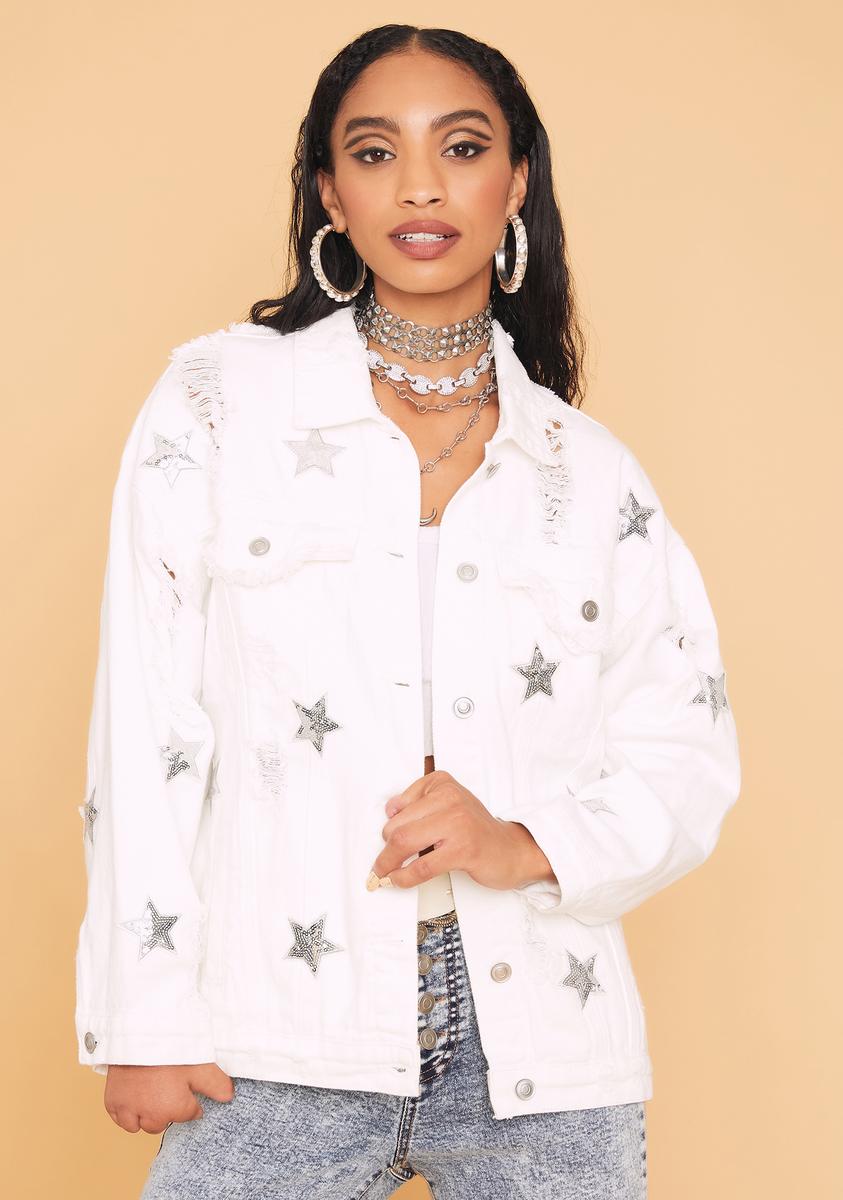 Angel Star Power Distressed Denim Jacket