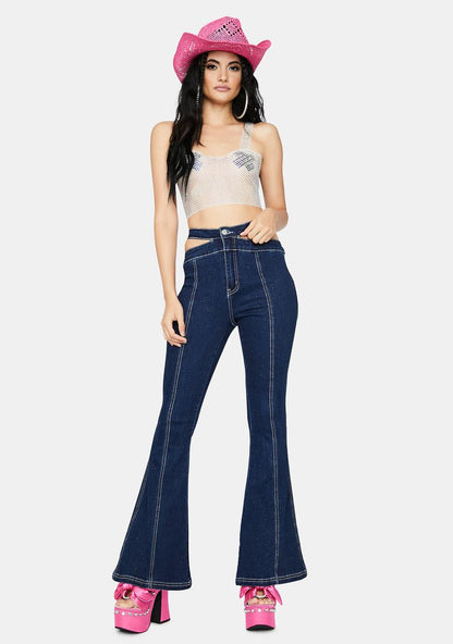 Angel All Bawdy Rhinestone Mesh Crop Top