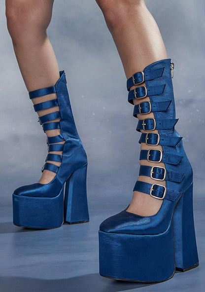 Angel Awakening Satin Buckle Platforms