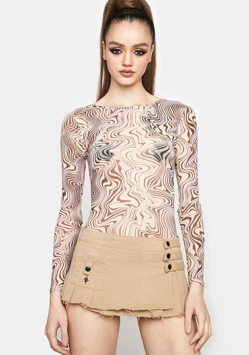 Amelia Long Sleeve Mesh Swirl Top