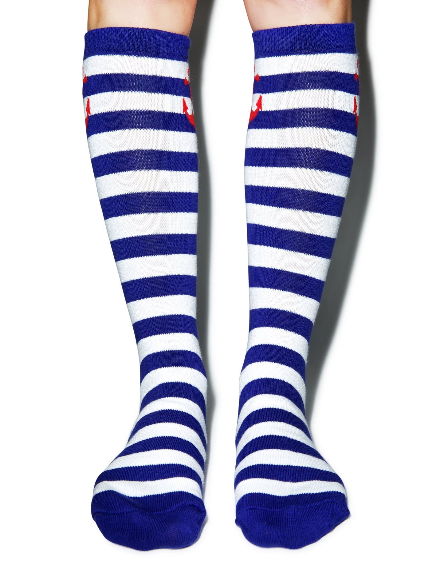 Anchor Stripe Socks - Light Blue
