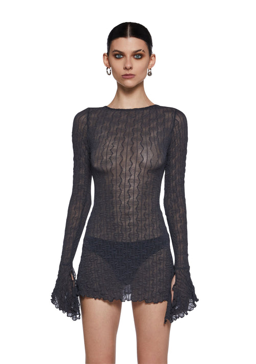 Analog Love Open Back Dress - Gray
