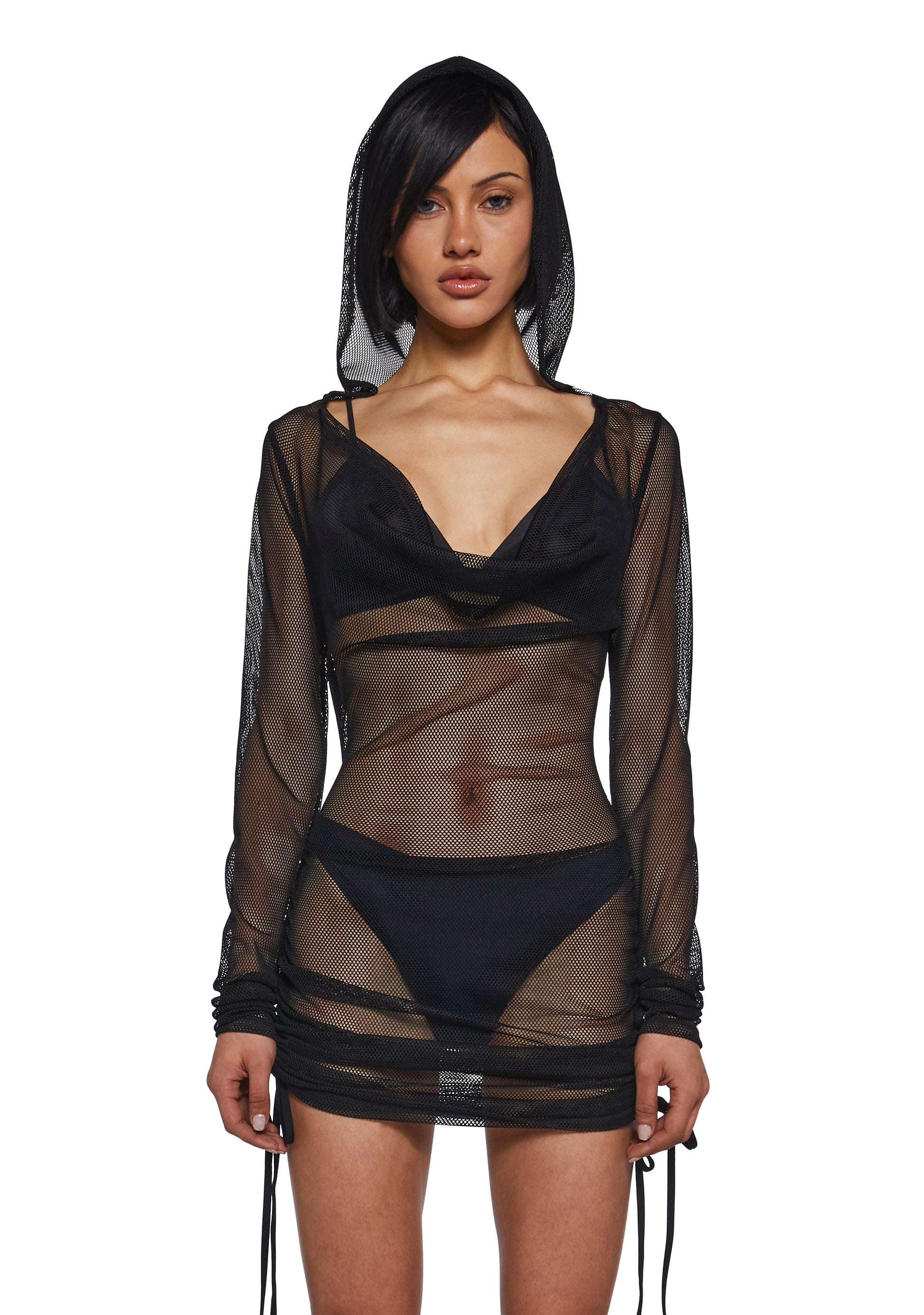 Ambient Hooded Fishnet Dress