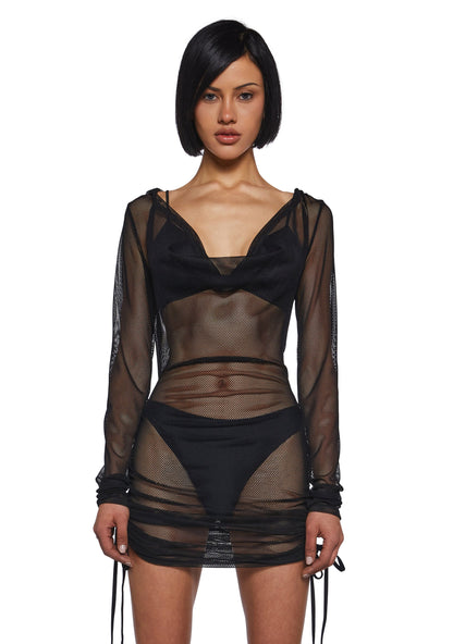 Ambient Hooded Fishnet Dress
