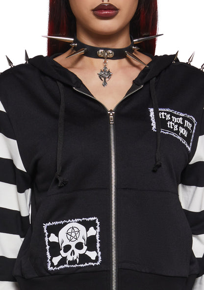 Anger Mismanagement Striped Hoodie