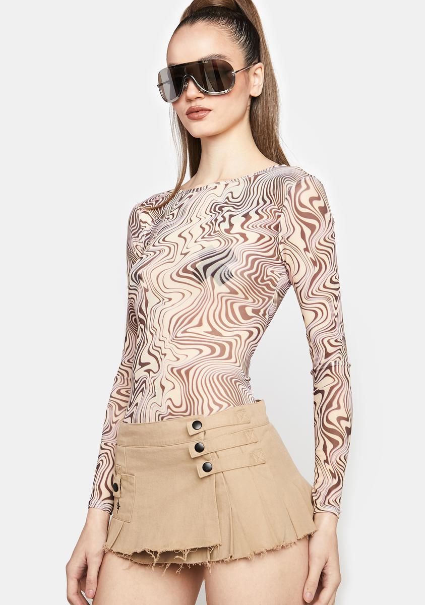 Amelia Long Sleeve Mesh Swirl Top