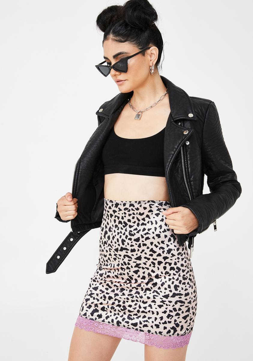 Animal Satin Cherry Skirt