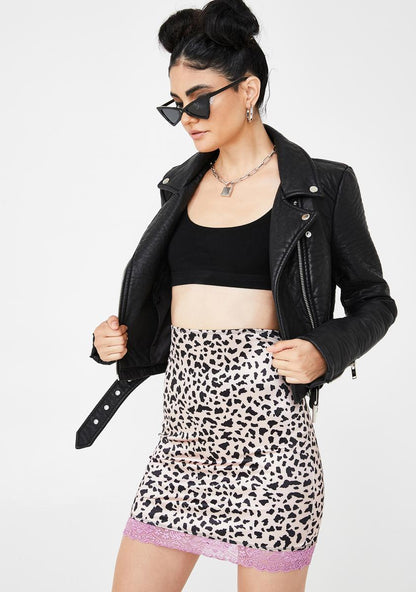 Animal Satin Cherry Skirt