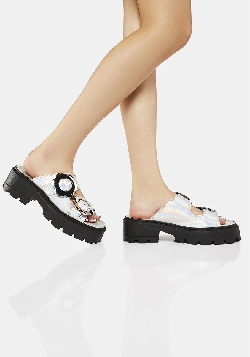 Amber Flower Chunky Sole Sliders