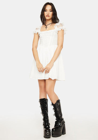 Angelic Beauty White Cross Mini Dress