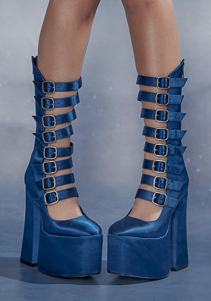 Angel Awakening Satin Buckle Platforms