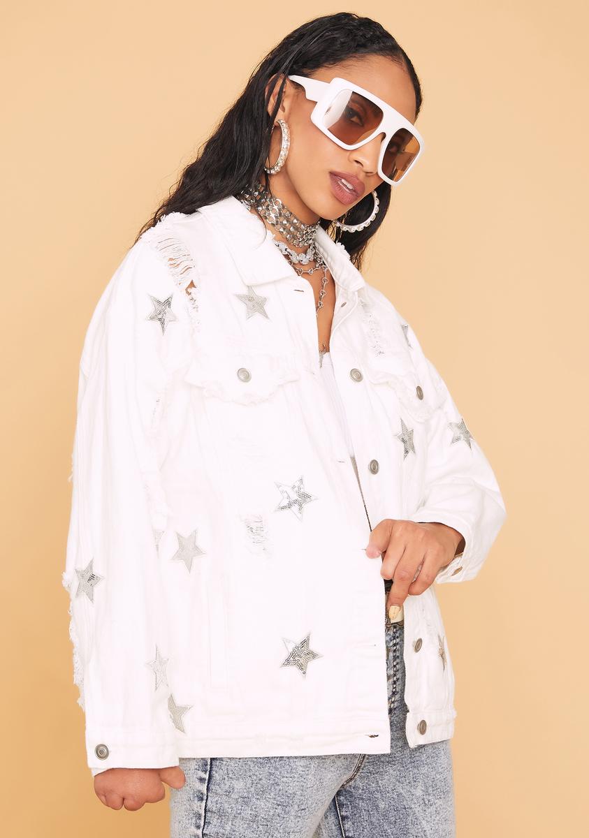 Angel Star Power Distressed Denim Jacket