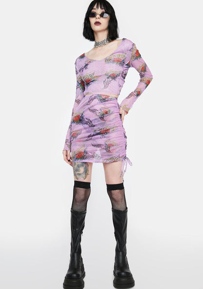 Angel Rose Ruched Mini Skirt